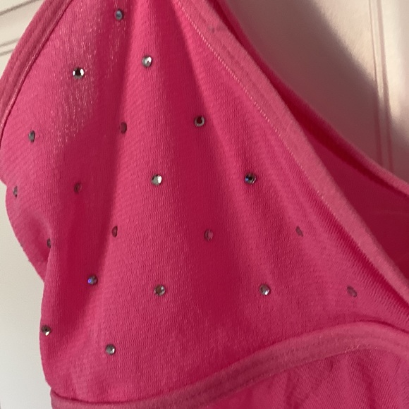 Silk&Satin pink sheer sparkling crystals open front chemise babydoll cami S - Picture 12 of 13